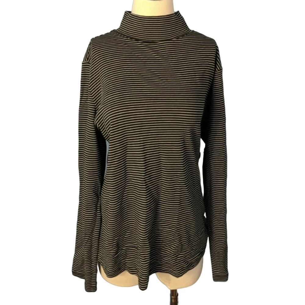 WESTBOUND Black Striped Mock Turtleneck New 1X